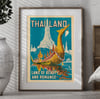 Thailand Land Of Beauty and Romance | 1950 | Wall Art Print | Home Decor | Vintage Travel Poster