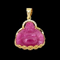 Image 1 of 10 K Jumbo Buddha Of Abundance Pendant (Particially Iced)