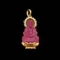 Image 1 of 10 K Bold Kuan Yin Buddha Pendant (Particially Iced)