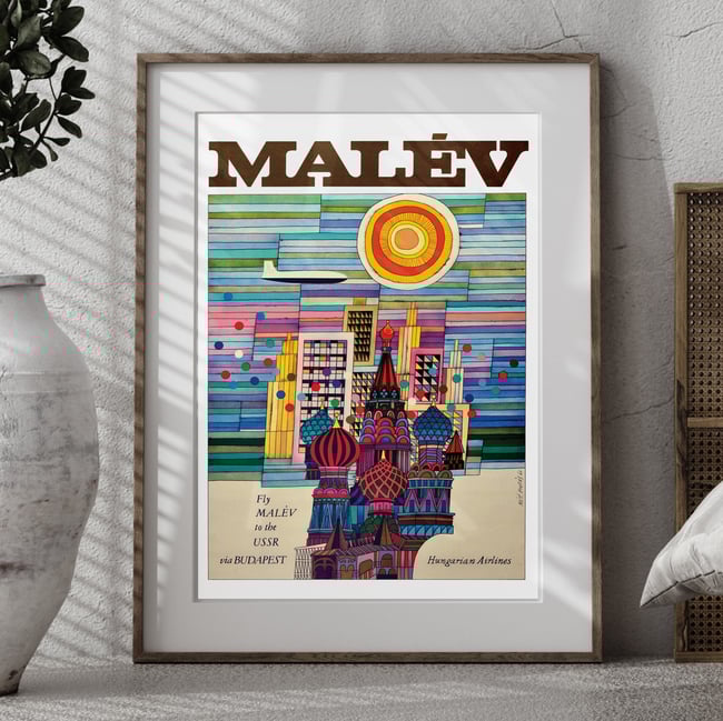 Fly Malev to the USSR | Mate Andras | 1966 | Vintage Travel Poster | Home Decor