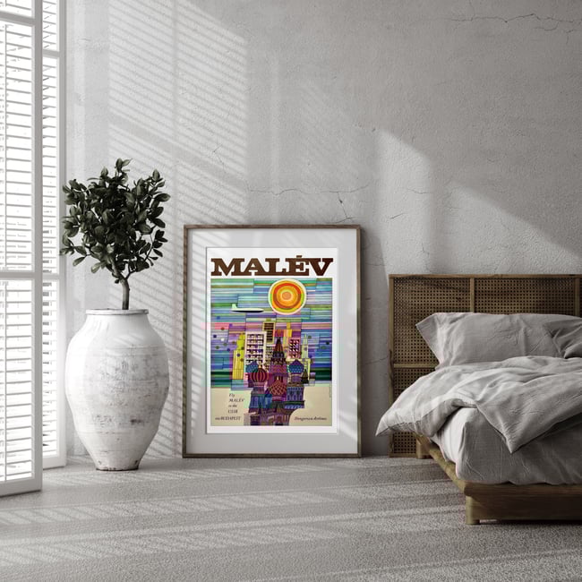 Fly Malev to the USSR | Mate Andras | 1966 | Vintage Travel Poster | Home Decor
