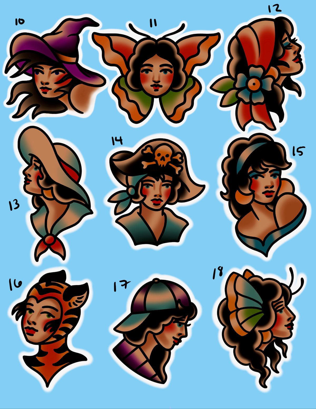 Image of 10 - 18 Lady Heads w/ Melanated Option & FREE COLOR TEST