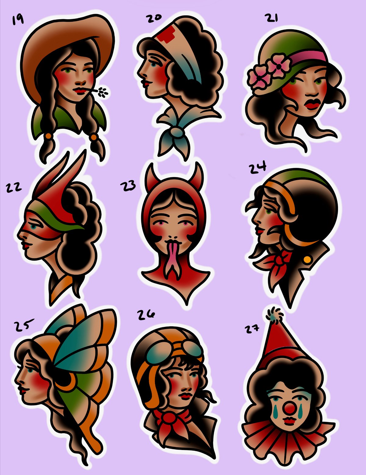 Image of 19 - 27 Lady Heads w/ Melanated Option & FREE COLOR TEST