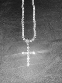 Image 2 of Large Moissanite Cross 5mm 6.7ct .925 Silver