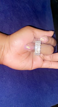 Image 2 of 10MM WIDTH 925 STERLING SILVER/GOLD MOISSANITE TWO ROW RING