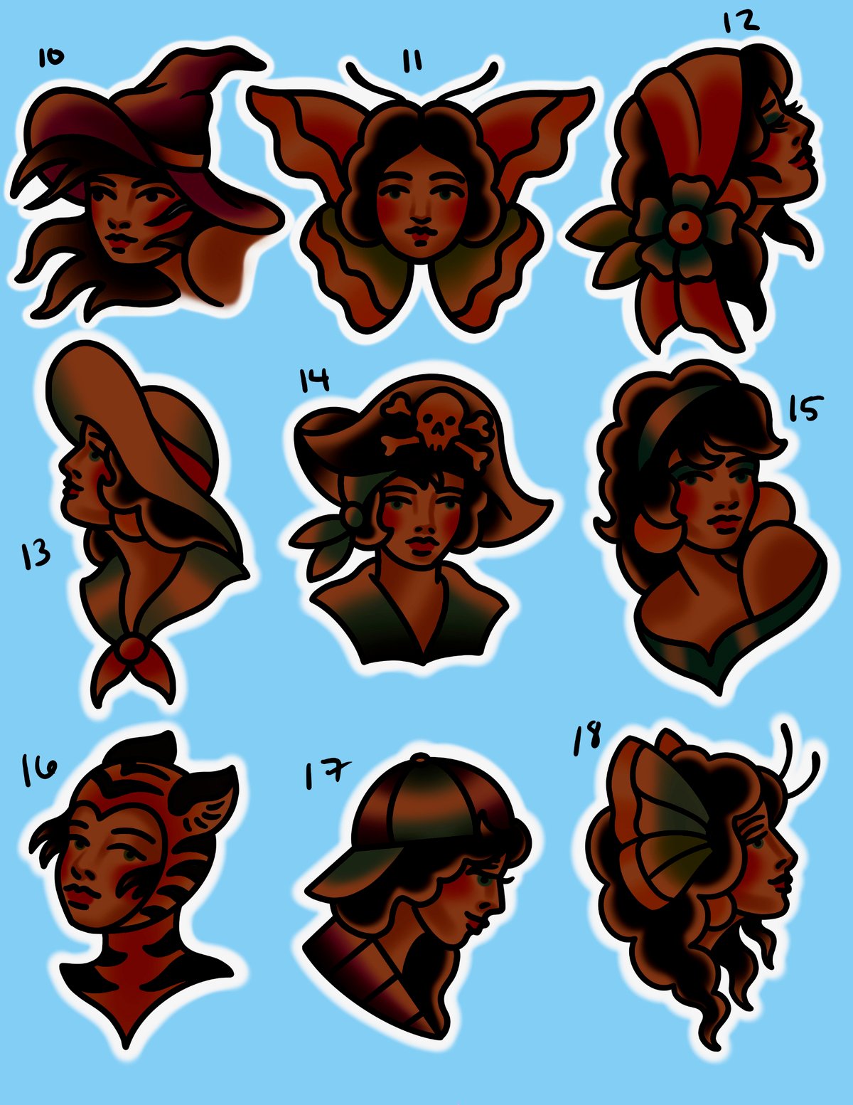 Image of 10 - 18 Lady Heads 
