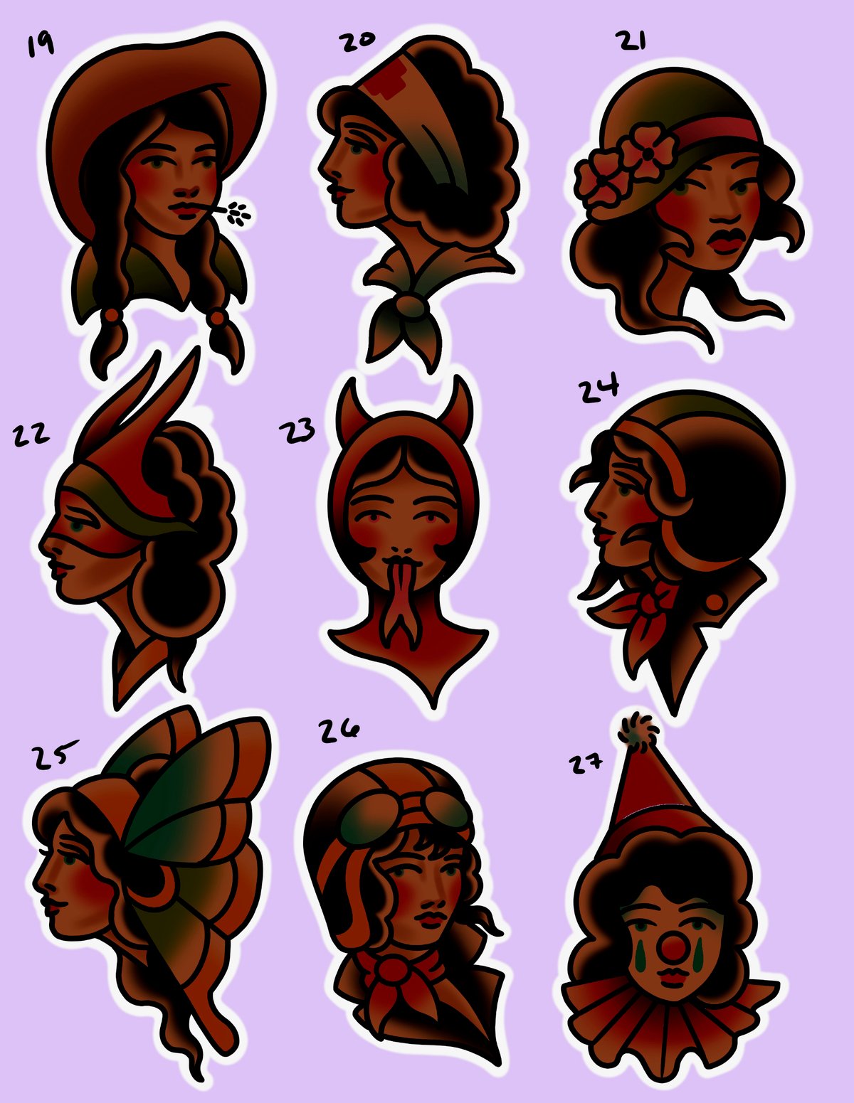 Image of 19 - 27 Lady Heads w/ Melanated Option & FREE COLOR TEST