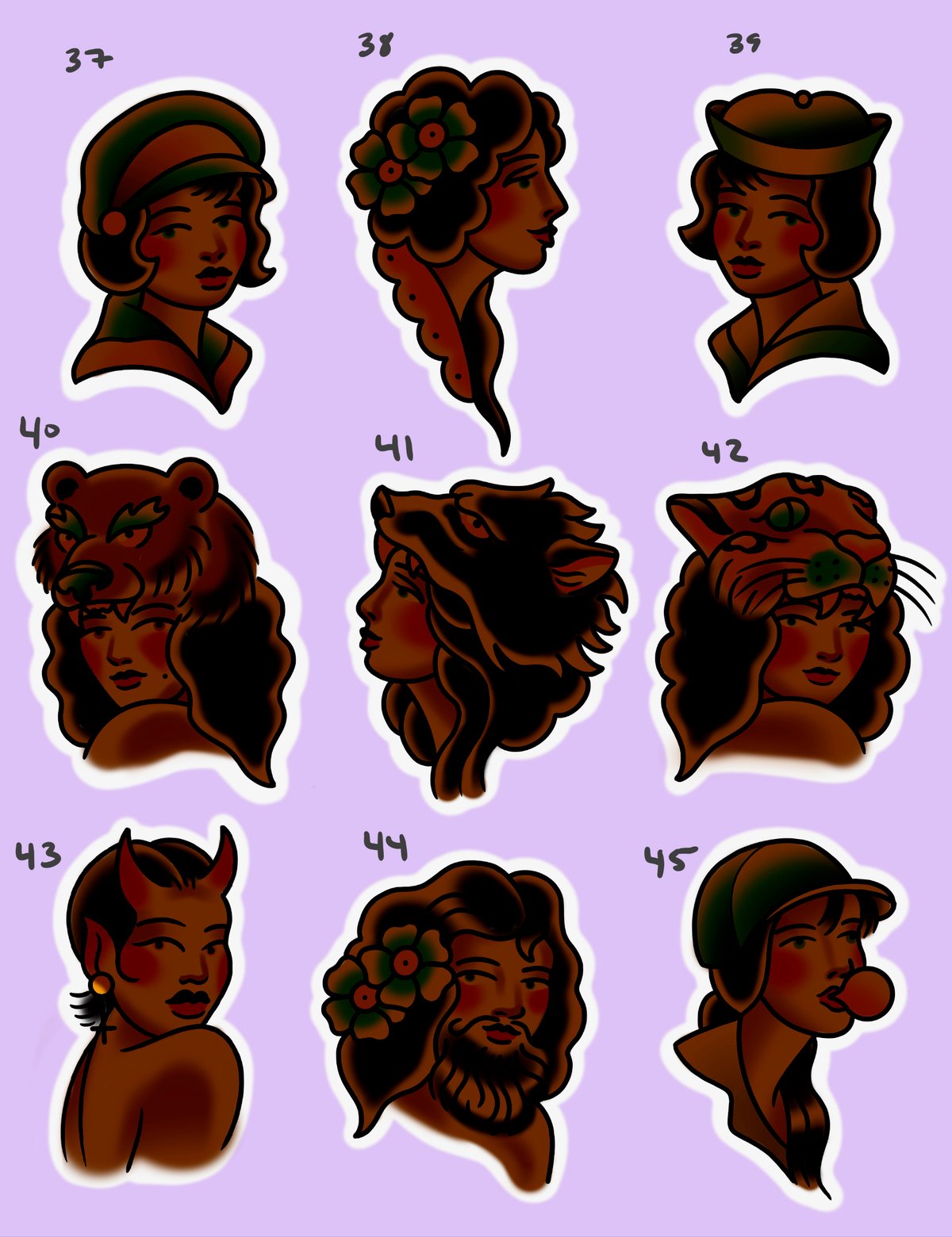 Image of 37 - 45 Lady Heads w/ Melanated Option & FREE COLOR TEST
