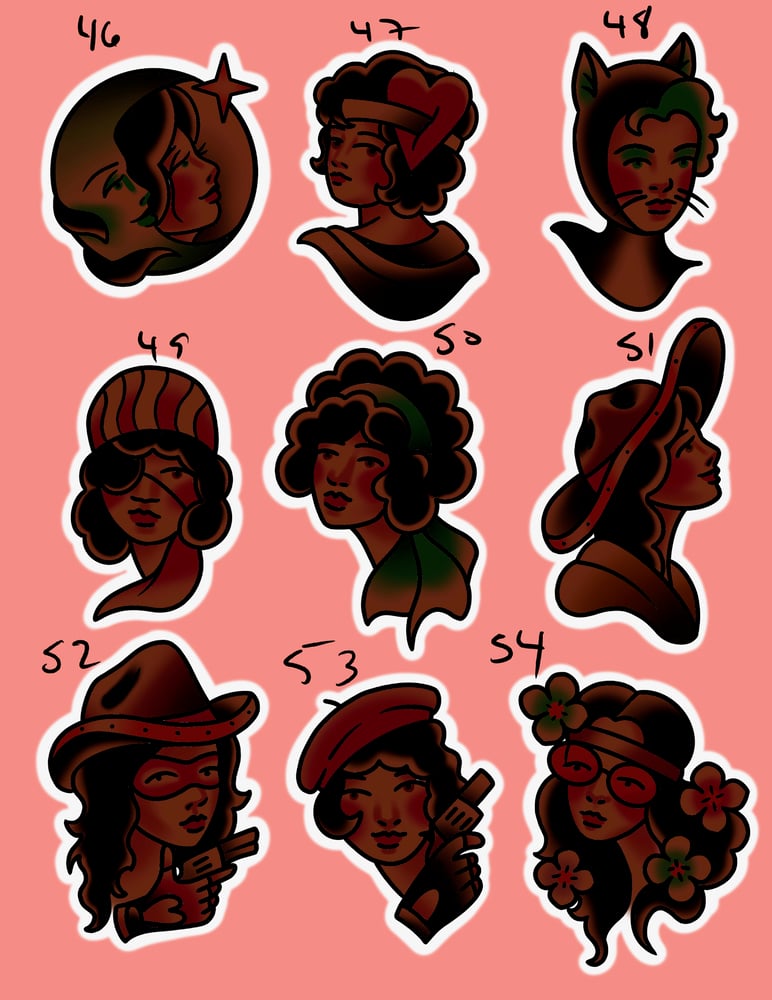 Image of 46 - 54 Lady Heads w/ Melanated Option & FREE COLOR TEST