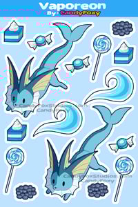 Image 2 of "Blue Water Fox" - 4" x 6" Vinyl Sticker Sheet