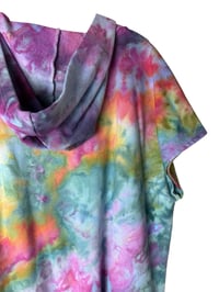 Image 5 of ♻️ UPCYCLED XL French Terry Hooded Dress / Cover-up in Bright Ice Dye