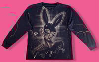 Image 1 of “BUNNY” BLEACH PAINTED LONG SLEEVE T-SHIRT XL
