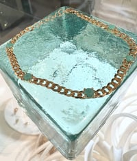 Image 2 of 14K solid gold Cuban link turquoise bracelet 