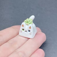 Image 1 of  succulent white cat ceramic keycap