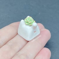 Image 5 of  succulent white cat ceramic keycap