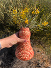 Handcrafted woven vase - Natural + Burnt orange