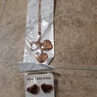 Image 2 of LV Earrings,Necklace Set.Rose Gold