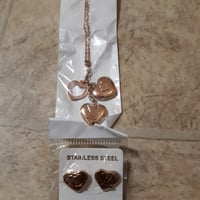 Image 3 of LV Earrings,Necklace Set.Rose Gold