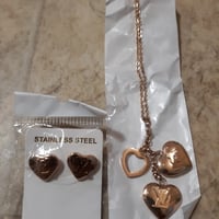 Image 5 of LV Earrings,Necklace Set.Rose Gold