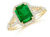 JAY Split Shank Emerald-Cut Emerald Ring with Diamond Accents