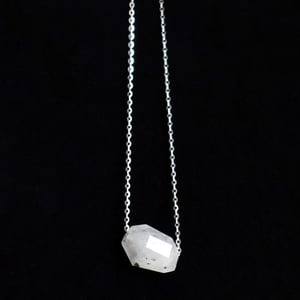 Image of White Moonstone faceted cut cube x silver chain necklace