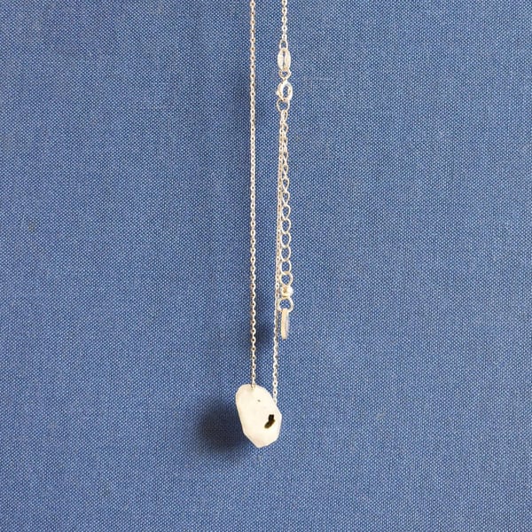 Image of White Moonstone faceted cut cube x silver chain necklace