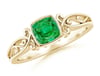Vintage Style Cushion Emerald Solitaire Ring
