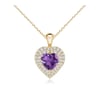 ALISSA Amethyst Heart Pendant with Diamond Double Halo
