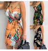 Tropical print V- neck wrap (Casual mini dress)