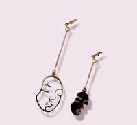 Image 1 of Gold Tone Double-Faced Earrings