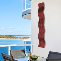 Image 4 of Metal Wall Art Home Decor- Affinity Burgundy- Abstract Contemporary Modern Garden Decor