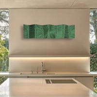 Image 1 of Metal Wall Art Home Decor- Gratitude Dark Green - Abstract Contemporary Modern