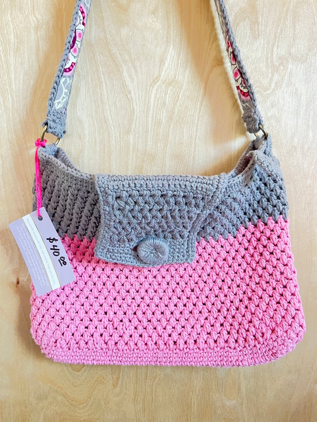 Pink cheap grey bag