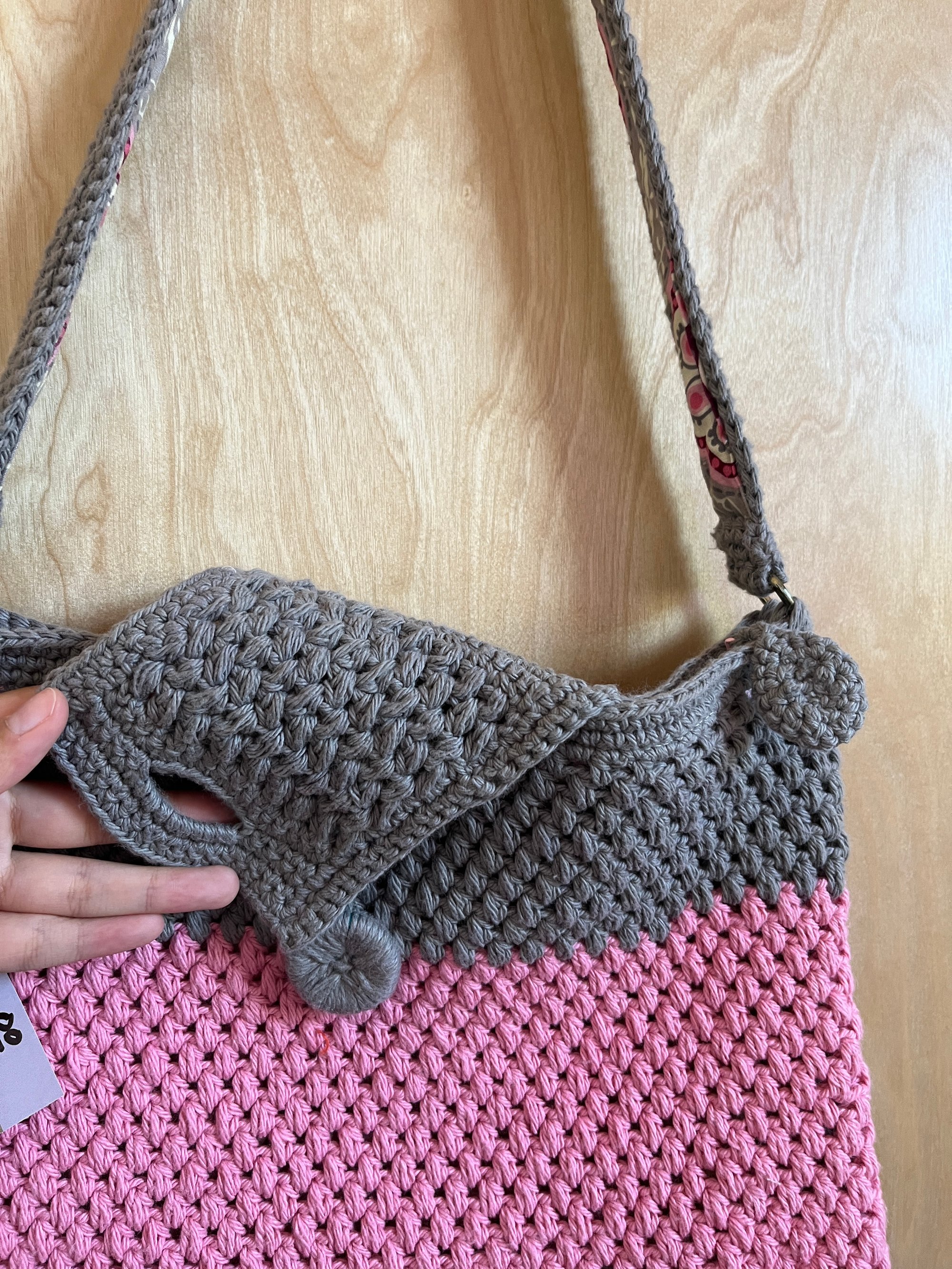 Grey and pink handbag best sale