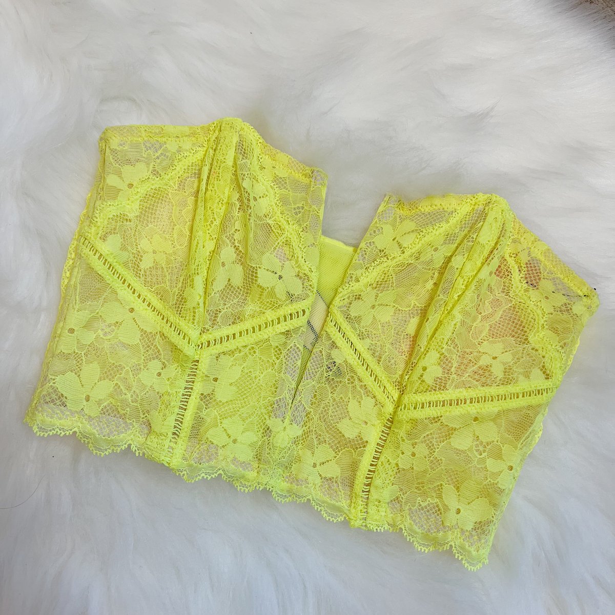 Sizes XS & M/L - Victoria’s Secret Yellow Mesh Lace Bustier Top