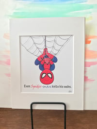 Image 2 of Art Print - Even Spider-man knits