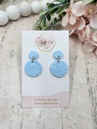 Blue Botanical Embossed Polymer Clay Earrings