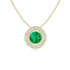 GIANCARLO Round Bezel-Set Emerald Pendant with Diamond Halo