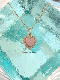 Image 1 of 14k diamond & pink opal heart 