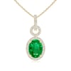 LYNETTA Oval Emerald Drop Pendant with Diamond Halo