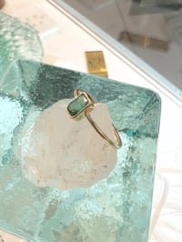 Image 2 of 14k solid gold shape cut emerald ring