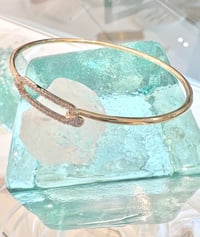 Image 2 of 14k solid gold diamond paperclip bracelet