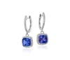 JAY Cushion Tanzanite and Diamond Drop Earrings in 14k White Gold (6x6mm)
