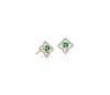 Petite Emerald Floral Stud Earrings in 14k Yellow Gold (2.4mm)