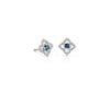 Petite Sapphire Floral Stud Earrings in 14k White Gold (2.4mm)