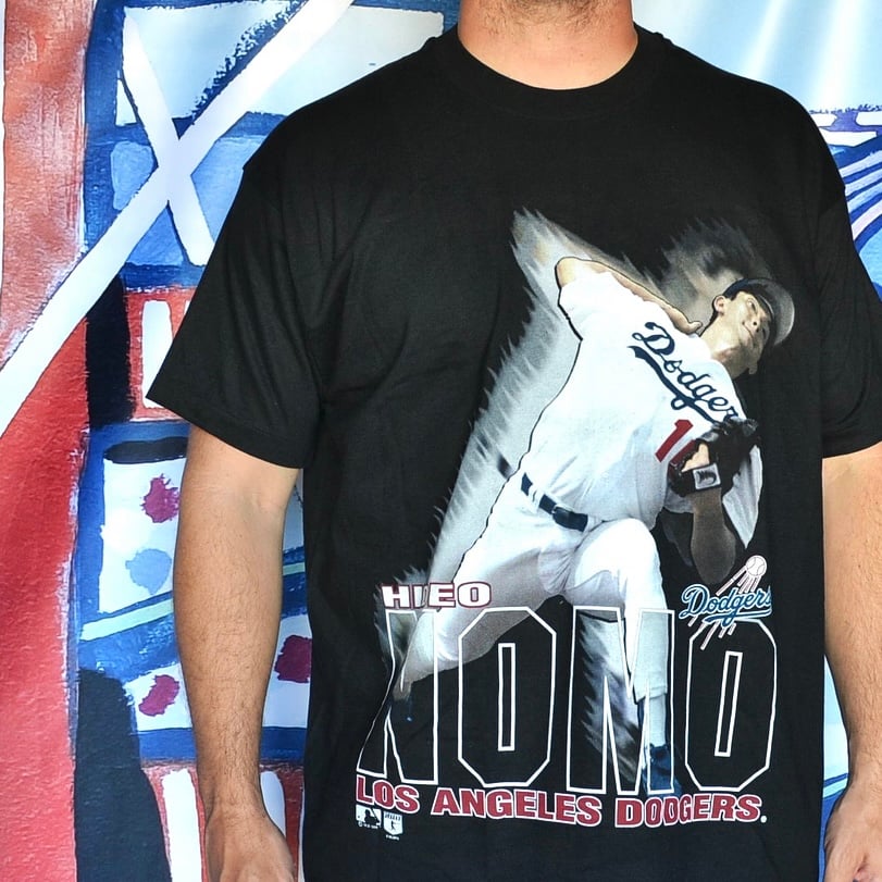 Image of Vintage 1995 Los Angeles Dodgers Hideo Nomo Salem Sportswear T-Shirt Sz.XL