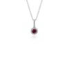Ruby and Diamond Drop Pendant in 14k White Gold (4mm)