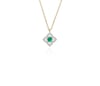 Petite Emerald and Diamond Floral Pendant in 14k Yellow Gold (2.8mm)