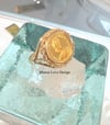 24kt solid gold vintage rare Liliuokalani queen Hawaiian rope bezel ring