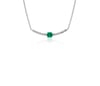 Petite Emerald and Diamond Curved Bar Necklace in 14k White Gold (3.5mm)